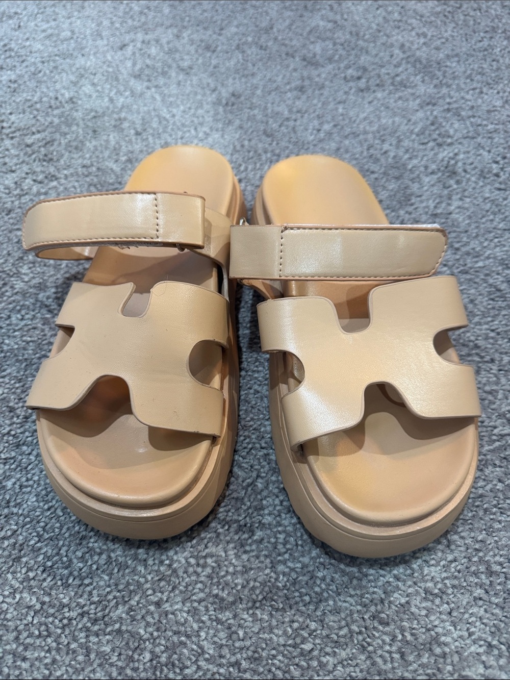 Chunky Nude Cutout Slide Sandals